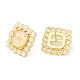 Natural Citrine Square Stud Earrings with Plastic Pearl Beaded(EJEW-E599-03G-03)-1