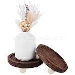 Wooden Display Riser Trays for Jewelry, Round, Coconut Brown, 12.8x4.4cm(ODIS-WH20025-11A)