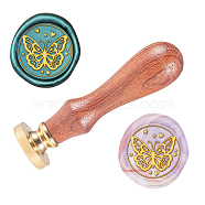 Wax Seal Stamp Set, Sealing Wax Stamp Solid Brass Head,  Wood Handle Retro Brass Stamp Kit Removable, for Envelopes Invitations, Gift Card, Butterfly Pattern, 83x22mm(AJEW-WH0208-680)