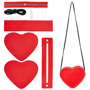 DIY Heart Coin Purse Pouch Making Kit, Including PU, Rope & Wire & Pin & Zinc Alloy Zipper, Red, 171x197x1.5mm, Hole: 1.4mm(DIY-WH0292-71)