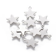 201 Stainless Steel Charms, Star, Stainless Steel Color, 15x12.5~13x0.5mm, Hole: 1.4mm(STAS-L233-031B-P)