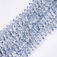 Electroplate Glass Beads Strands, Faceted, Fan, Light Steel Blue, 10x12.5x4mm, Hole: 1mm, about 90pcs/strand, 19.2 inch(EGLA-S176-05B-B06)