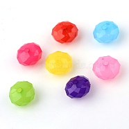 Imitation Jelly Acrylic Beads, Barrel, Faceted, Mixed Color, 10x6mm, Hole: 1.5mm(X-JACR-Q014-M)