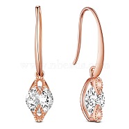 SHEGRACE 925 Sterling Silver Earring, with Grade AAA Cubic Zirconia, Rhombus, Rose Gold, 32mm(JE702A)