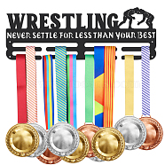 Sports Theme Iron Medal Hanger Holder Display Wall Rack, with Screws, Wrestling Pattern, 150x400mm(ODIS-WH0021-666)