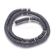 Non-magnetic Synthetic Hematite Beads Strands, Frosted, Heishi Beads, Flat Round/Disc, 6x2mm, Hole: 1mm, about 190pcs/strand, 15.7 inch(40cm)(G-I208-03F-A-6x2mm)