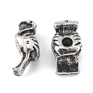 Alloy Beads, Red Crowned Crane, Antique Silver, 14x7x8mm, Hole: 2.5mm(PALLOY-E436-52AS)