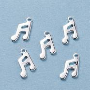 201 Stainless Steel Charms, Musical Note, Silver, 12x7.5x1mm, Hole: 1mm(STAS-F162-22S)