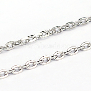 304 Stainless Steel Cable Chains, Diamond Cut Chains, Soldered, Faceted, Oval, Stainless Steel Color, 3x2x0.6mm(CHS-L001-67-0.6mm)