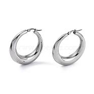 Ring 304 Stainless Steel Hoop Earrings, Hypoallergenic Earrings, Stainless Steel Color, 39.5x38x9mm, Pin: 1x0.5mm(EJEW-O032-02P)