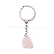 Natural Rose Quartz Keychain, with 201 Stainless Steel Finding, 7.5~8cm(G-E155-04P-02)