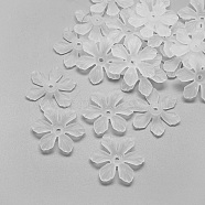 6-Petal Transparent Acrylic Bead Caps, Frosted, Clear, 27.5x24x5mm, Hole: 2.5mm, about 710pcs/500(FACR-S020-SB518)