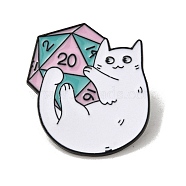 Cat & Crystal Cluster Theme Enamel Pins, Black Alloy Badge for Backpack Clothes, White, 28x27x1.5mm(JEWB-F029-01)
