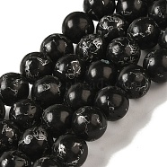 Synthetic Silver Line Coal Quartz Beads Strands, Round, 10mm, Hole: 1.2mm, about 41pcs/strand, 15.98''(40.6cm)(G-Q161-A01-04)
