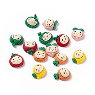 Opaque Resin Cabochons, Peach & Watermelon & Lemon, Mixed Shapes with Smiling Face, Mixed Color, 17~23.5x18~22x8mm(RESI-G041-C06)