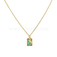 Stainless Steel Enamel  Necklaces for Women, Rectangle(UK1371)