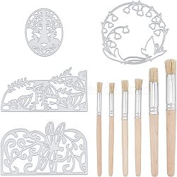 PandaHall Elite Carbon Steel Cutting Dies Stencils, with Poplar Wood Brush, for DIY Scrapbooking/Photo Album, Decorative Embossing DIY Paper Card, Rabbit, Butterfly, Dragonfly, Oval Lace, Matte Platinum Color, 73x57mm, 1pc(DIY-PH0003-12)