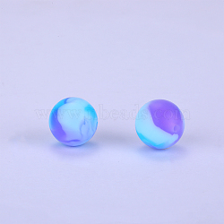 Printed Round Silicone Focal Beads, Blue Violet, 15x15mm, Hole:2mm(SI-JX0056A-76)