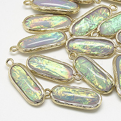 Resin Pendants, with Golden Tone Brass Findings, Oval, Thistle, 30x10.5x6.5mm, Hole: 1.5mm(RESI-Q185-07A-07)