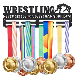 Sports Theme Iron Medal Hanger Holder Display Wall Rack, with Screws, Wrestling Pattern, 150x400mm(ODIS-WH0021-666)