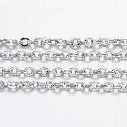 304 Stainless Steel Cable Chains, Soldered, with Spool, for Jewelry Making, Unwelded, Stainless Steel Color, 2.5x2x0.5mm, about 32.8 Feet(10m)/roll(CHS-H017-02P-10M)