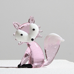 Handmade Lampwork 3D Fox Figurines, for Home Desktop Decoration, Pink, 57x17x58mm(PW-WG59182-03)