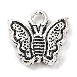 Tibetan Style Alloy Charms, Butterfly Charm, Antique Silver, 12x13x2mm, Hole: 2mm, about 442pcs/500g(PALLOY-P293-009AS)