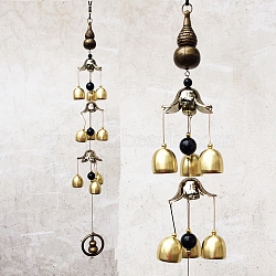 Gourd Alloy Wind Chime, Home Feng Shui Hanging Decoration, Antique Bronze, 650mm(PW-WG56860-01)