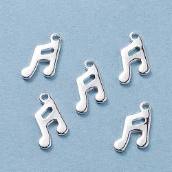 201 Stainless Steel Charms, Musical Note, Silver, 12x7.5x1mm, Hole: 1mm(STAS-F162-22S)