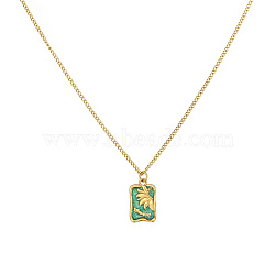 Stainless Steel Enamel  Necklace for Women, Rectangle(UK1371)
