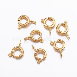 Ion Plating(IP) 304 Stainless Steel Spring Ring Clasps, Golden, 9x6x1.8mm, Hole: 1.6~1.8mm(STAS-P163-15G)