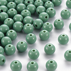 Opaque Acrylic Beads, Round, Cadet Blue, 8x7mm, Hole: 2mm, about 111pcs/500g(MACR-S370-C8mm-26)