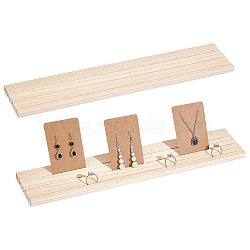 3-Slot Wood Earring Display Cards Stands, Jewelry Organizer Holder for Earrings Storage, Rectangle, BurlyWood, 39.7x7.8x1.2cm, Groove: 2.5mm(ODIS-WH0070-01)