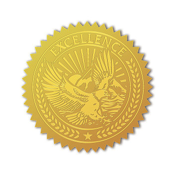Self Adhesive Gold Foil Embossed Stickers, Medal Decoration Sticker, Eagle, 5x5cm