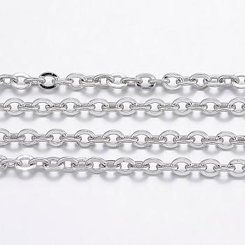 304 Stainless Steel Cable Chains, Soldered, with Spool, for Jewelry Making, Unwelded, Stainless Steel Color, 2.5x2x0.5mm, about 32.8 Feet(10m)/roll