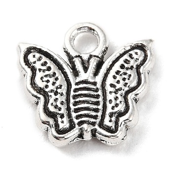 Tibetan Style Alloy Charms, Butterfly Charm, Antique Silver, 12x13x2mm, Hole: 2mm, about 442pcs/500g