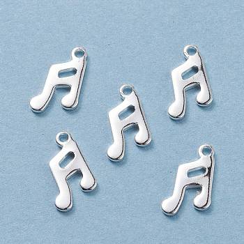 201 Stainless Steel Charms, Musical Note, Silver, 12x7.5x1mm, Hole: 1mm