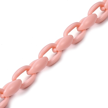 Handmade Acrylic Cable Chains, for Handbag Chain Making, Misty Rose, 16x11x6.5mm, 39.37 inch(1m)/strand