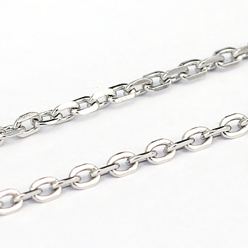 304 Stainless Steel Cable Chains, Diamond Cut Chains, Soldered, Faceted, Oval, Stainless Steel Color, 3x2x0.6mm