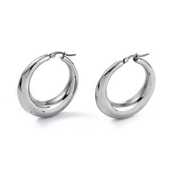 Ring 304 Stainless Steel Hoop Earrings, Hypoallergenic Earrings, Stainless Steel Color, 39.5x38x9mm, Pin: 1x0.5mm