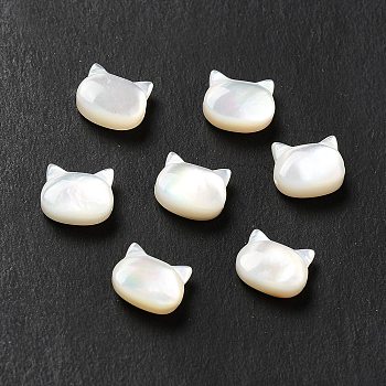 Natural White Shell Beads, Cat, White, 6x7x3mm, Hole: 0.8mm