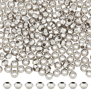 200Pcs Rondelle 304 Stainless Steel Spacer Beads, Stainless Steel Color, 4x2.5mm, Hole: 1.6mm