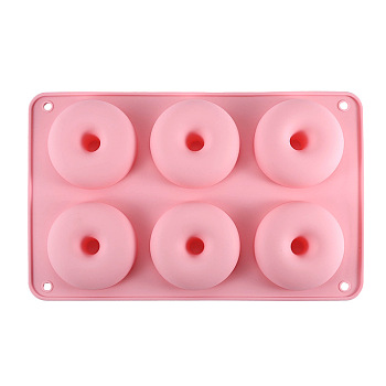 DIY Silicone Molds, Baking Cups, Donut/Bagel Pan, Round, Pink, 170x270mm