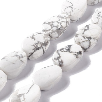 Natural Howlite Beads Strands, Twist Oval, 17.5~18.5x12.5~13.5x5.5~6.5mm, Hole: 1mm, about 23pcs/strand, 15.43''~16.22''(39.2~41.2cm)