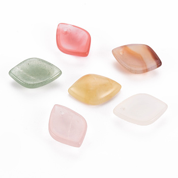 Natural & Synthetic Mixed Gemstone Pendants, Leaf, 19x13.5x4.5~5.5mm, Hole: 1.2mm