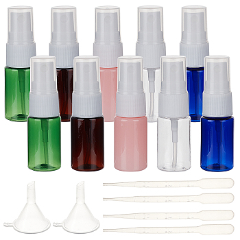 Empty Portable PET Plastic Spray Bottles, Fine Mist Atomizer, with Dust Cap, Refillable Bottle, Mixed Color, 7.55x2.3cm, Capacity: 10ml(0.34 fl. oz), 44pcs/set