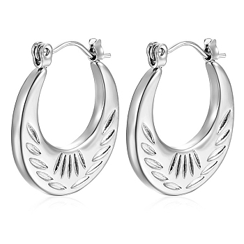 304 Stainless Steel Hoop Earrings, Stainless Steel Color, Oval, 23x21mm