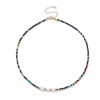 Shell Star & Glass Beaded Necklace for Women, Colorful, 17.09 inch(43.4cm)