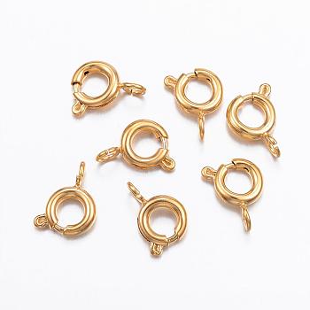 Ion Plating(IP) 304 Stainless Steel Spring Ring Clasps, Golden, 9x6x1.8mm, Hole: 1.6~1.8mm