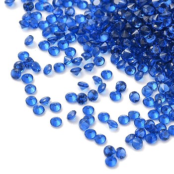 Cubic Zirconia Cabochons, Faceted Diamond, Dark Blue, 1.5x1mm